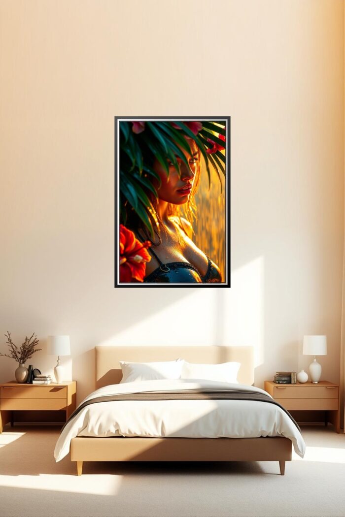Exotic Tropical Rain Woman Poster – Golden Heat & Passion | Great Gift picture