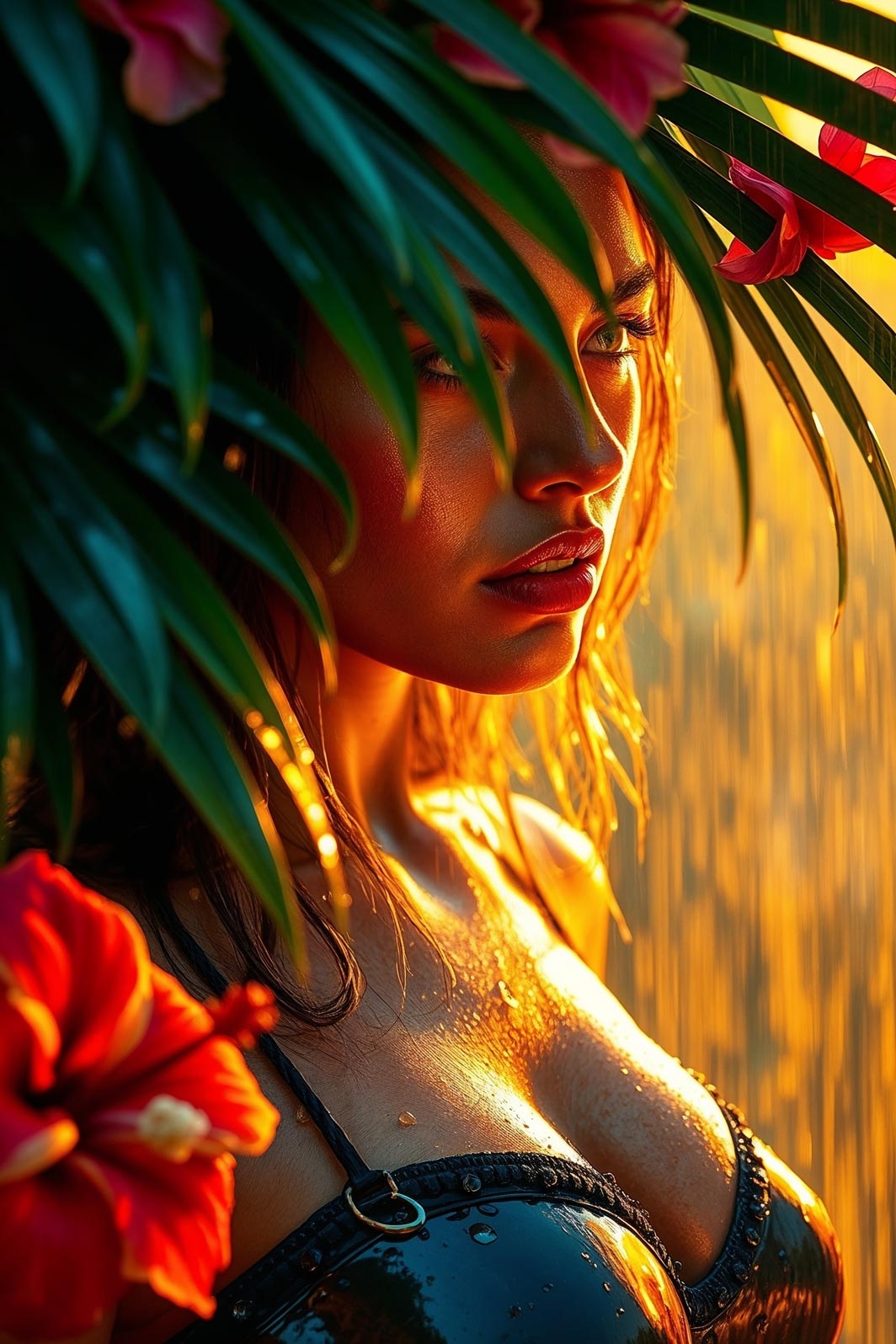Exotic Tropical Rain Woman Poster – Golden Heat & Passion | Great Gift picture