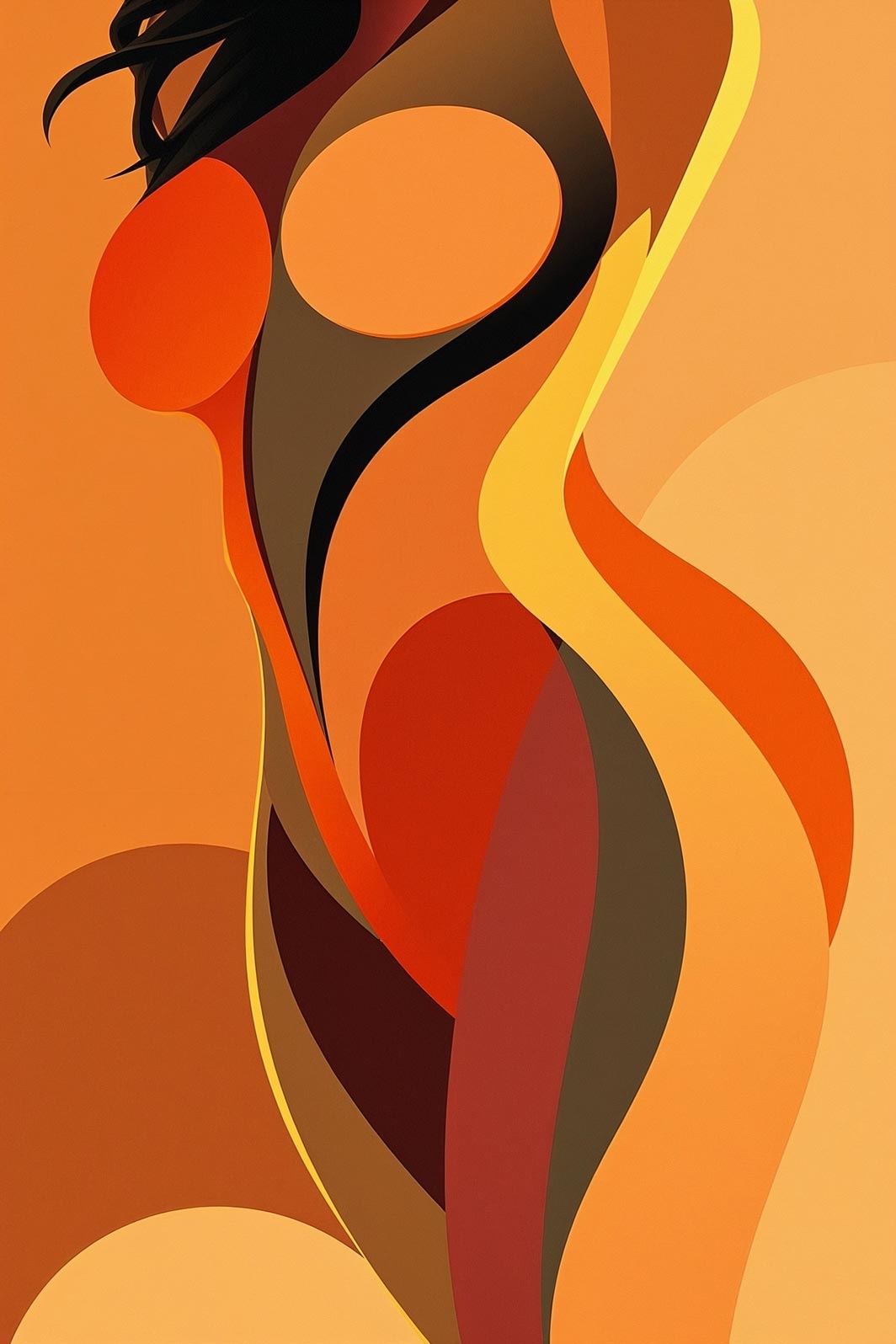 Abstract Female Form Poster – Curves in Warm Tones | Great Gift picture