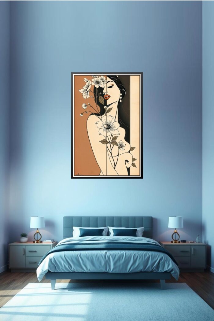 Art Deco Woman with Flowers Poster – Elegant Beauty | Great Gift picture