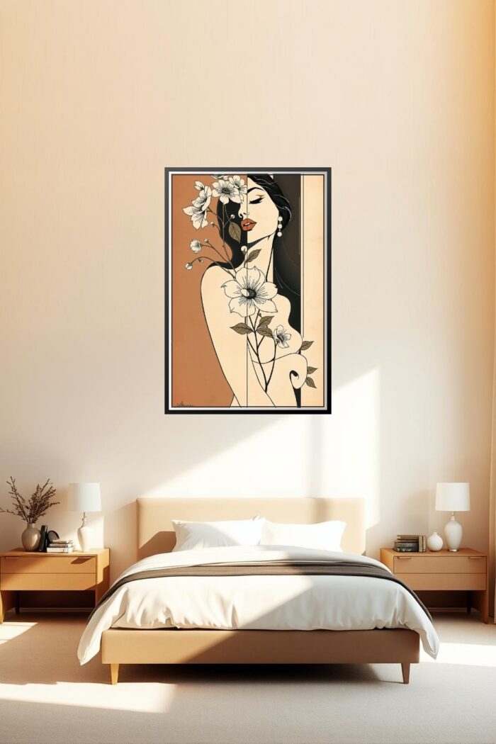 Art Deco Woman with Flowers Poster – Elegant Beauty | Great Gift picture