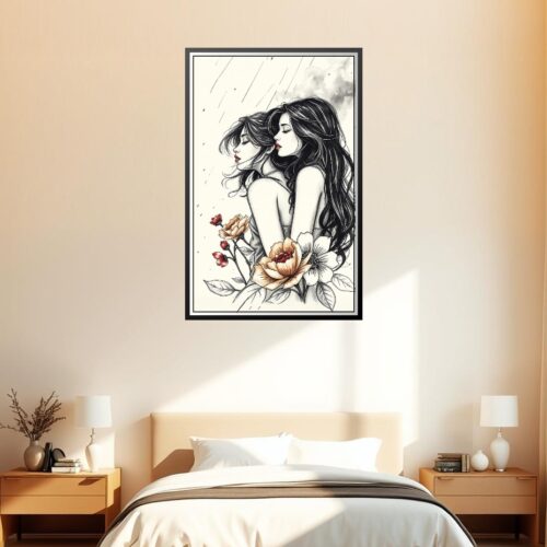 Steamy Sketch Women Poster – Stormy Elegance & Botanical Grace | Great Gift picture