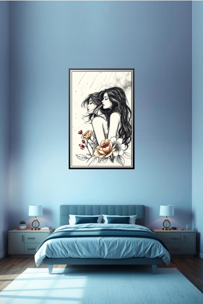 Steamy Sketch Women Poster – Stormy Elegance & Botanical Grace | Great Gift picture