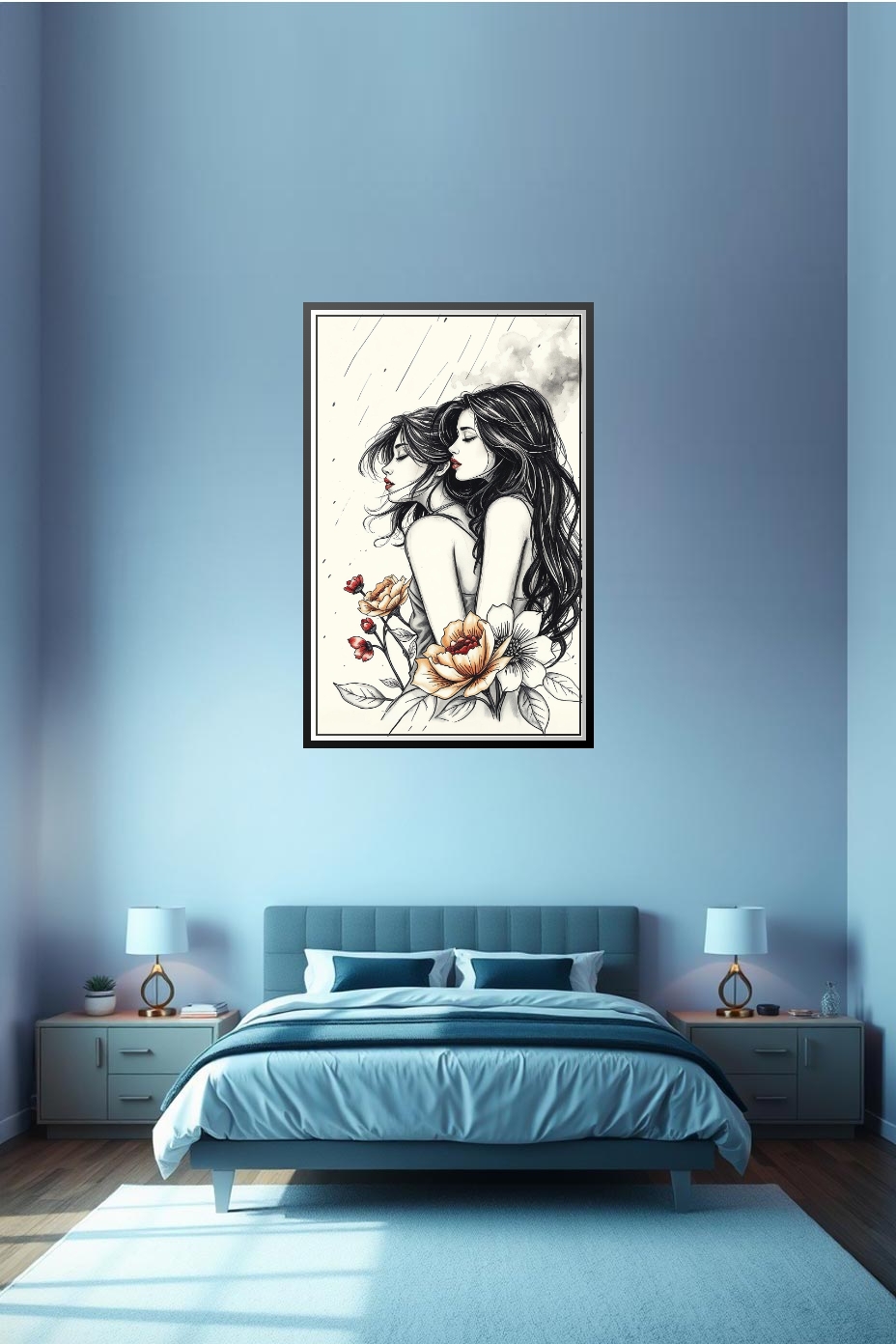Steamy Sketch Women Poster – Stormy Elegance & Botanical Grace | Great Gift picture