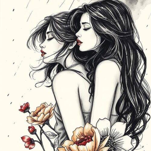 Steamy Sketch Women Poster – Stormy Elegance & Botanical Grace | Great Gift picture