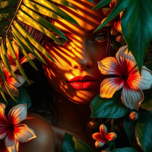 Realism Tropical Woman Poster – Sensua l Glow & Exotic Botanica | Great Gift picture