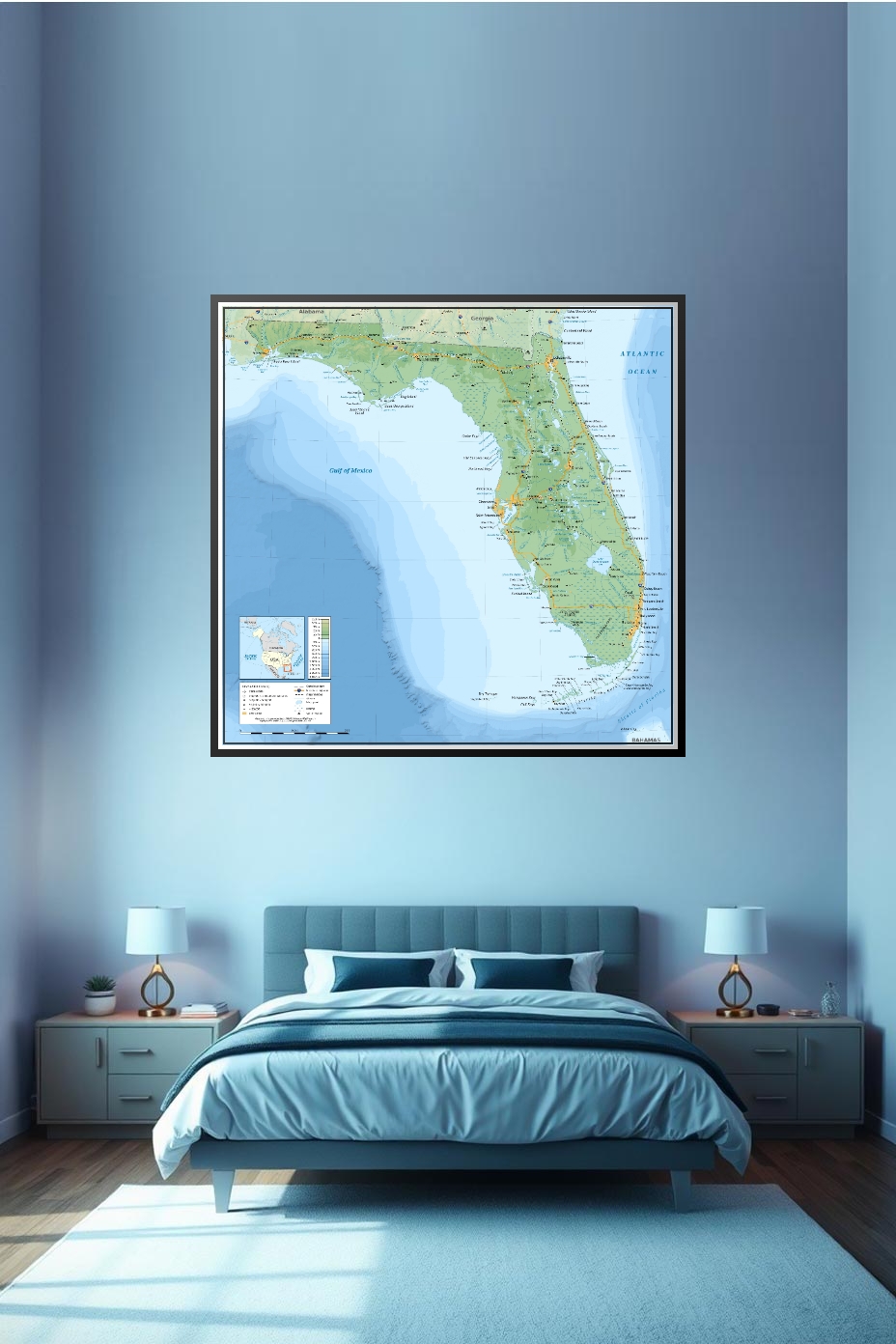 Florida Physical Map Poster – Coastal Beauty & Geographic Detail | Great Gift picture