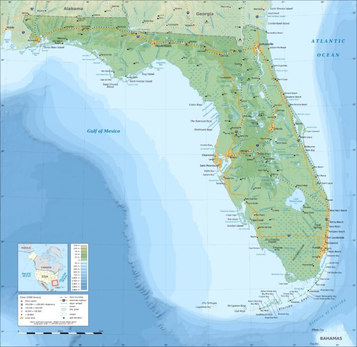 Florida Physical Map Poster – Coastal Beauty & Geographic Detail | Great Gift picture
