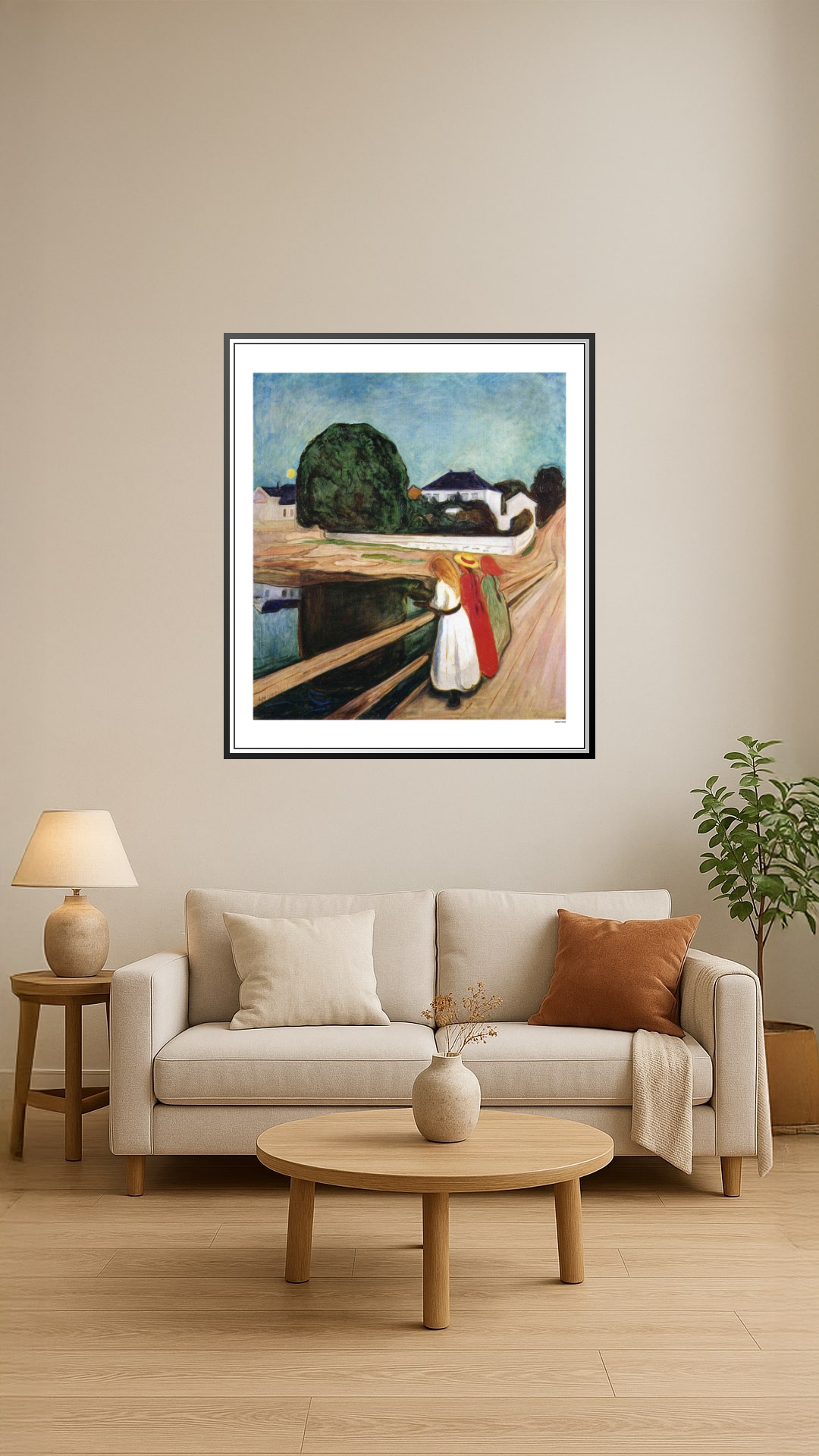 Expressionist Landscape Poster – Women by the Bridge (1901, Edvard Munch) | Great Gift picture