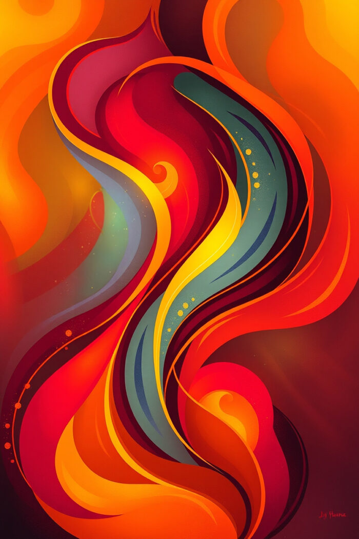 Abstract Curves Poster – Flow of Fire and Motion | Great Gift