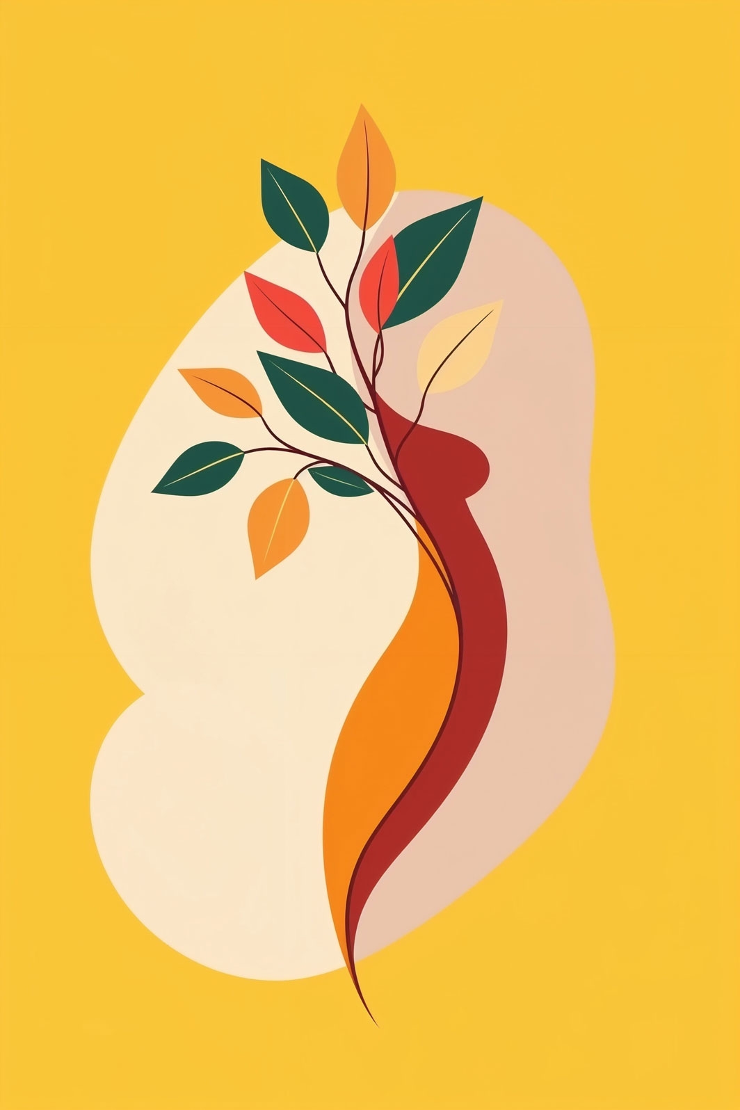 Minimalist Feminine Botanical Poster – Elegant Curves & Warm Harmony | Great Gift picture