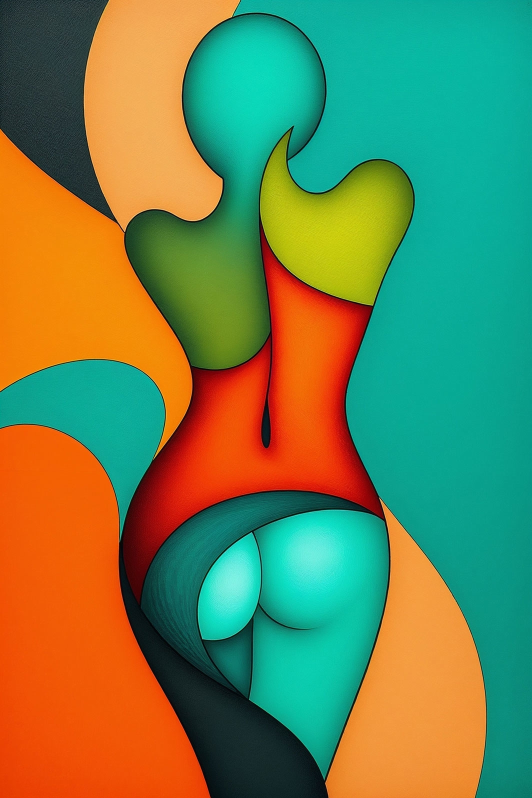 Abstract Pop Art Female Silhouette Poster – Bold, Curvy & Vibrant | Great Gift picture