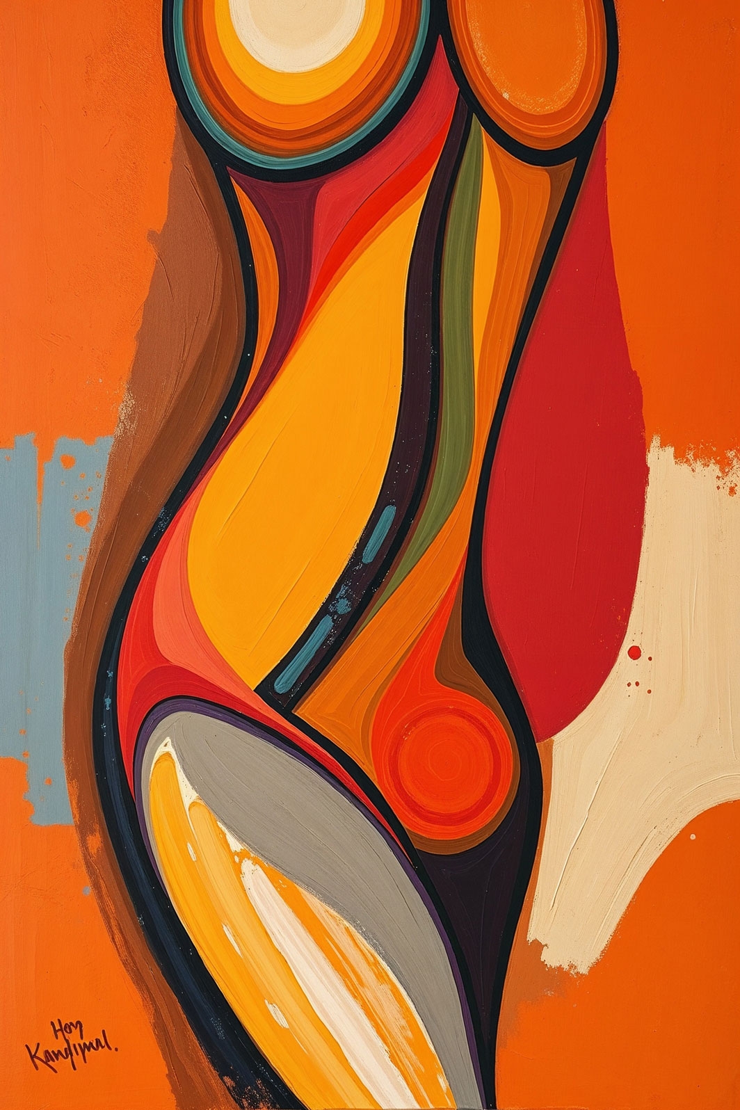 Abstract Female Form Poster – Modern Expressionist Art Print picture