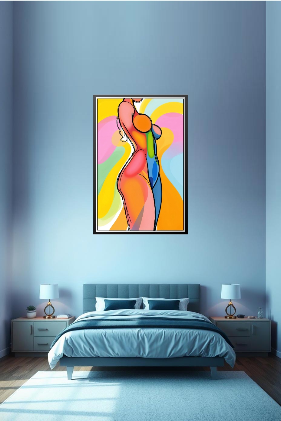 Colorful Abstract Female Silhouette Poster – Modern Pop Art Style picture