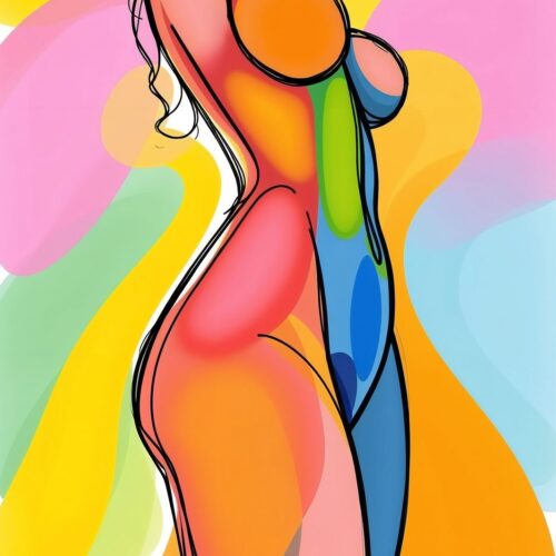 Colorful Abstract Female Silhouette Poster – Modern Pop Art Style picture