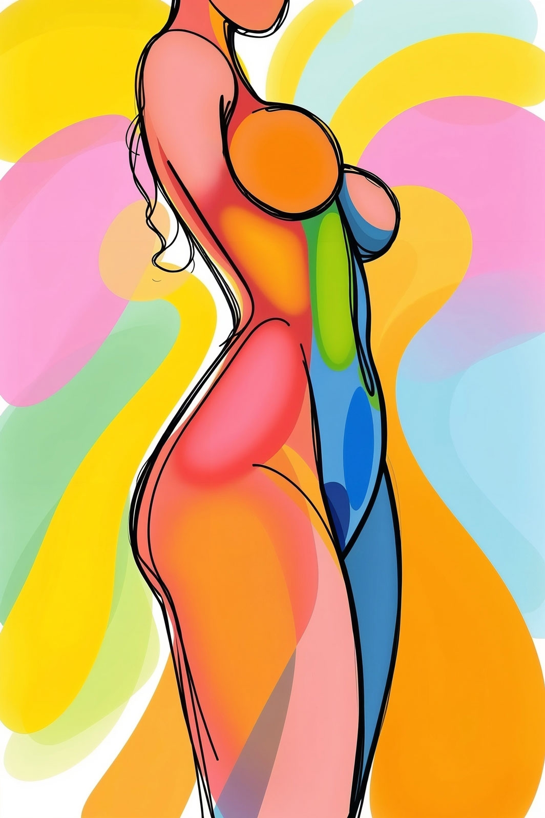 Colorful Abstract Female Silhouette Poster – Modern Pop Art Style picture