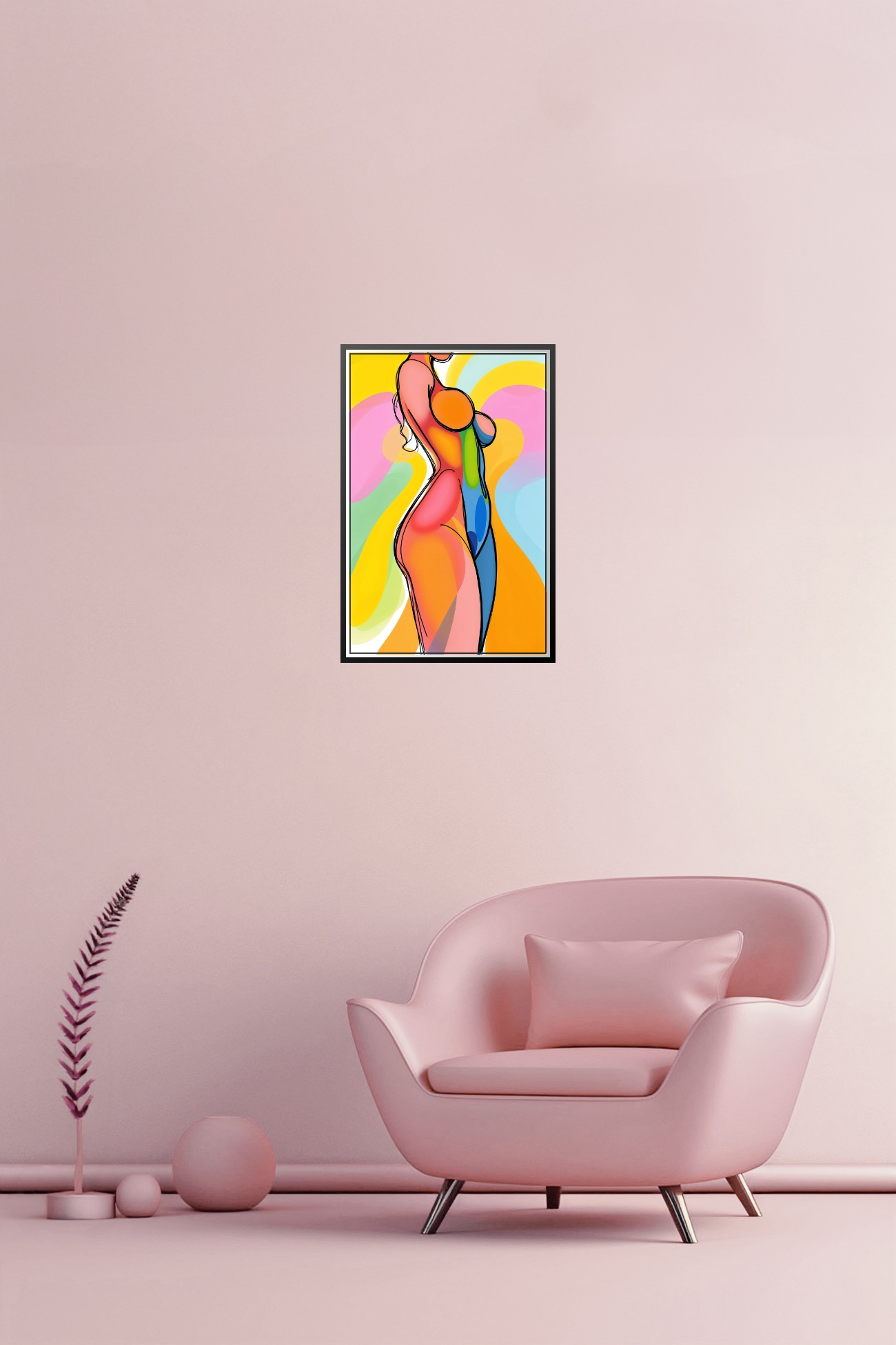 Colorful Abstract Female Silhouette Poster – Modern Pop Art Style picture