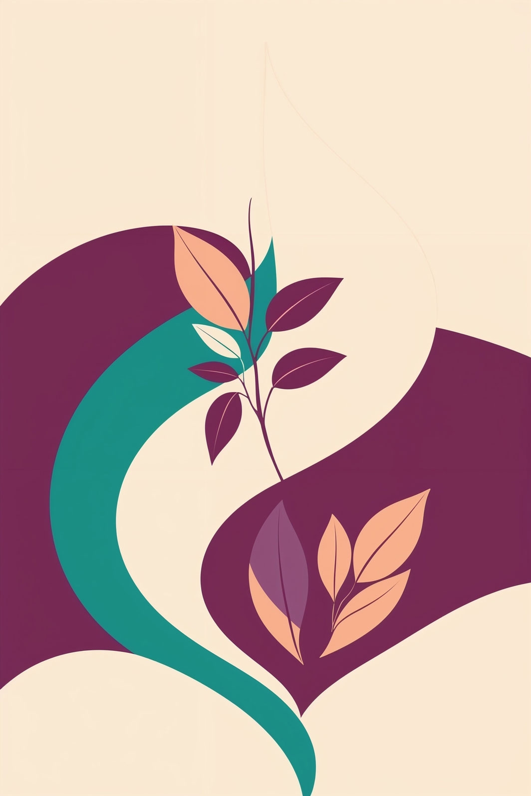 Minimalist Botanical Art Poster – Modern Abstract Leaf Design picture