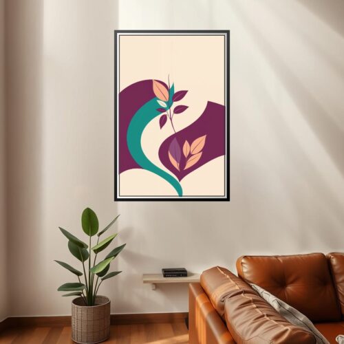 Minimalist Botanical Art Poster – Modern Abstract Leaf Design picture