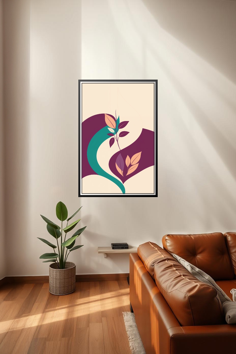 Minimalist Botanical Art Poster – Modern Abstract Leaf Design picture