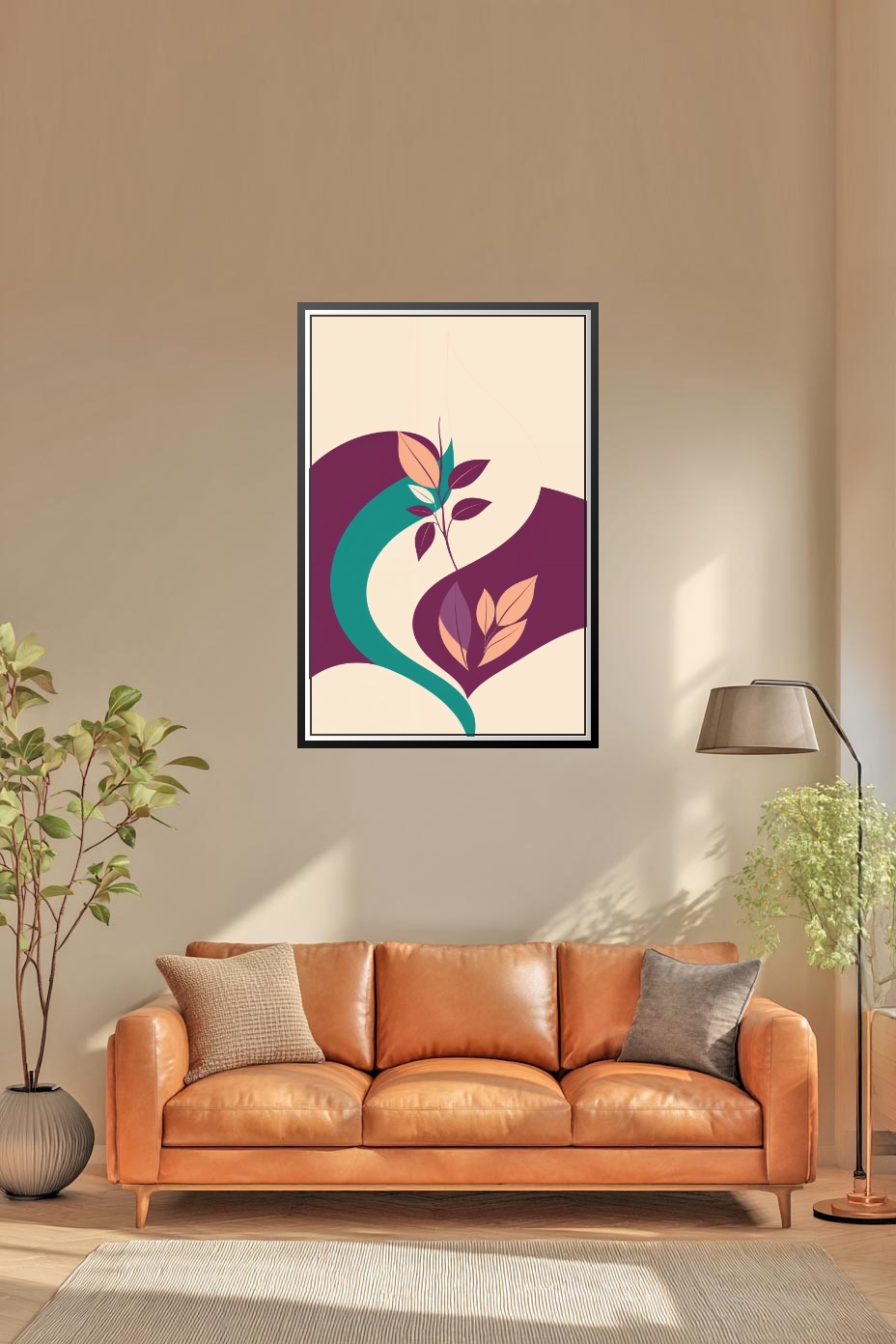 Minimalist Botanical Art Poster – Modern Abstract Leaf Design picture