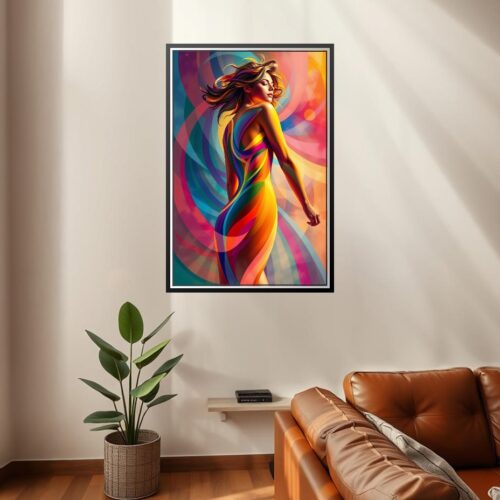 Abstract Female Portrait Poster – Radiant Color Flow | Unique Gift picture