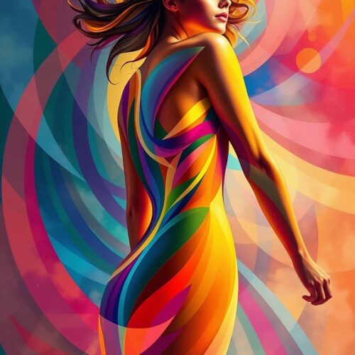 Abstract Female Portrait Poster – Radiant Color Flow | Unique Gift picture