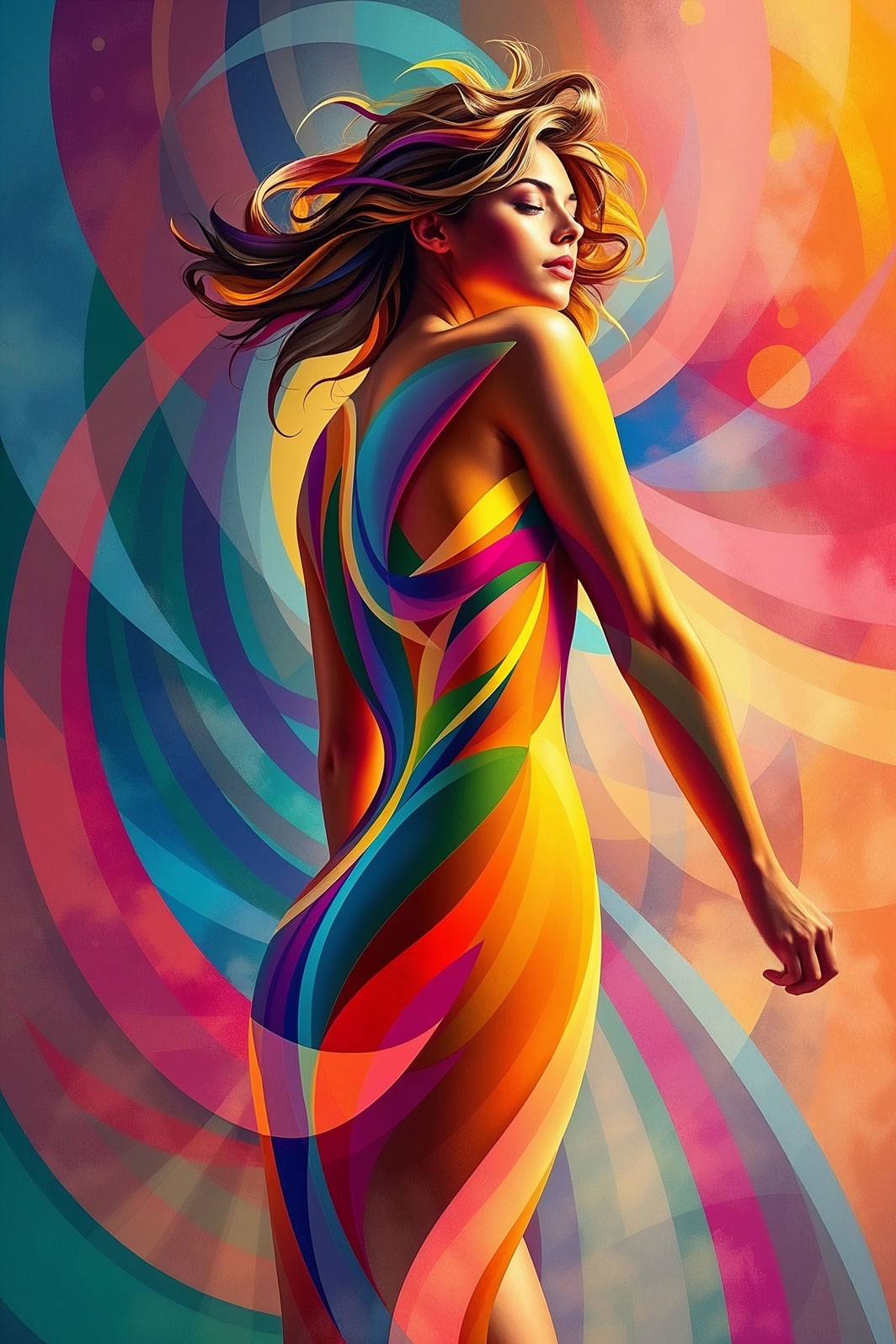 Abstract Female Portrait Poster – Radiant Color Flow | Unique Gift picture