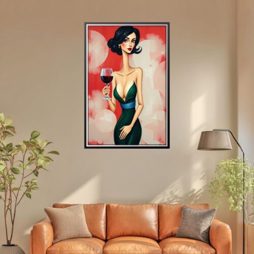 Pop Art Wine Lady Poster – Chic Bold Glamour | Great Gift picture