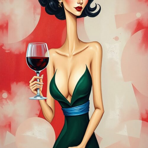 Pop Art Wine Lady Poster – Chic Bold Glamour | Great Gift picture