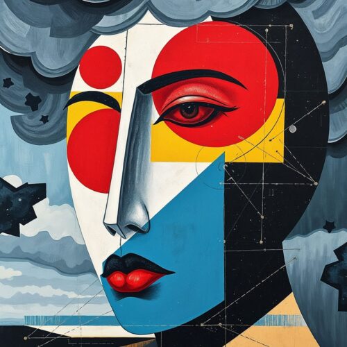 Bauhaus Surreal Portrait Poster – Dreamlike Geometric Style | Great Gift picture