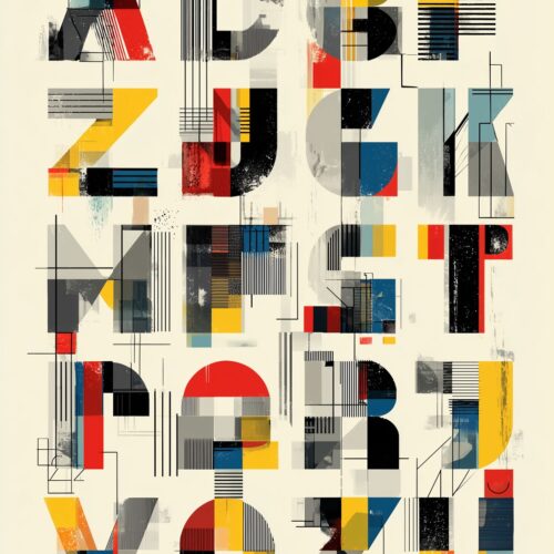Bauhaus Alphabet Poster – Textured Geometric Typography | Great Gift picture