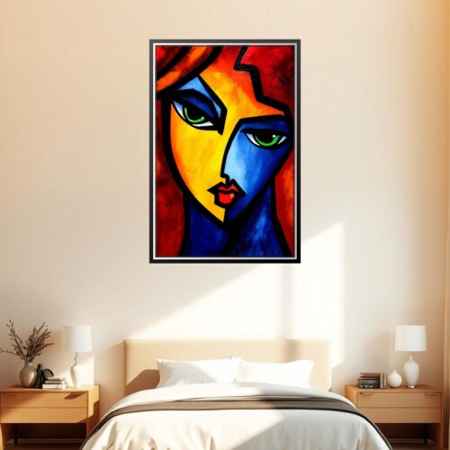 Cubist Expressionist Poster – Bold Colorful Woman Portrait | Great Gift picture