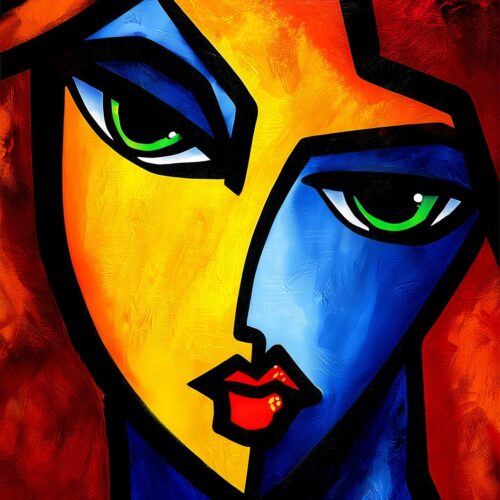 Cubist Expressionist Poster – Bold Colorful Woman Portrait | Great Gift picture