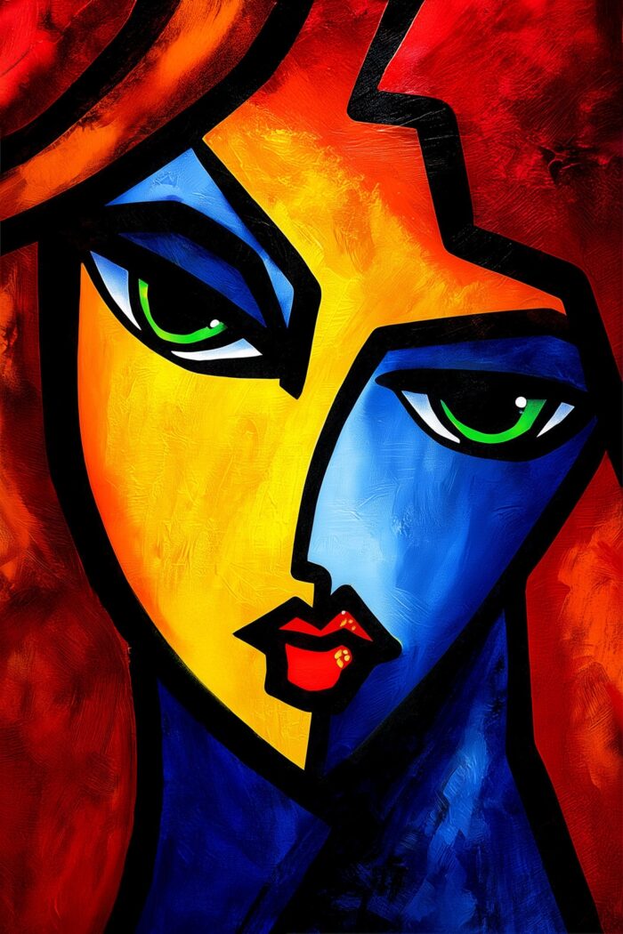 Cubist Expressionist Poster – Bold Colorful Woman Portrait | Great Gift picture