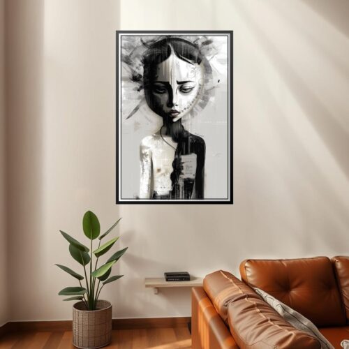 Surreal Abstract Portrait Poster – Monochrome Dreamscape | Great Gift picture
