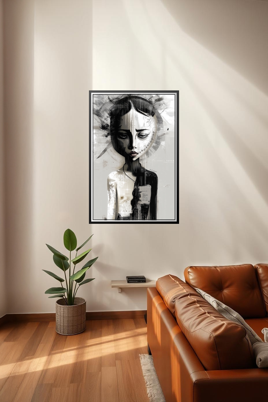 Surreal Abstract Portrait Poster – Monochrome Dreamscape | Great Gift picture