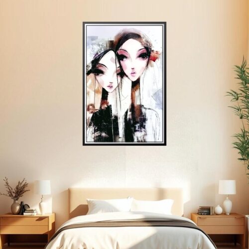 Surreal Abstract Portrait Poster – Dreamy Twin Figures | Unique Gift picture