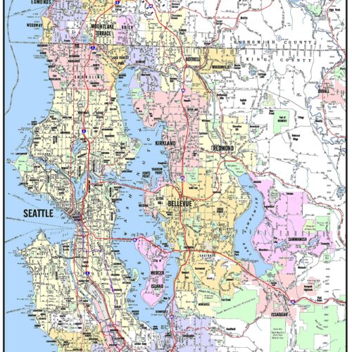 Seattle & King County Street Map Poster – Detailed Washington Road Map picture