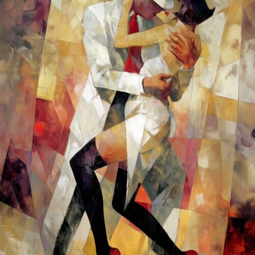 Cubist Romance Dance Poster – Passionate Modern Art Style | Great Gift picture