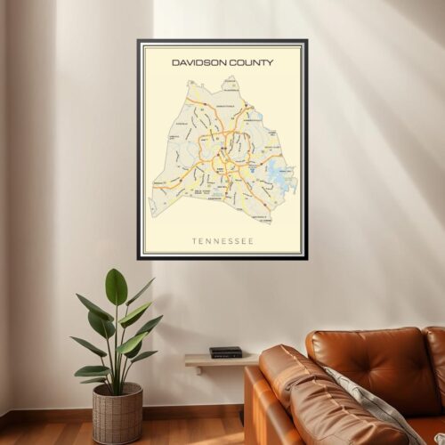 Minimalist Davidson County Map Poster – Nashville Area | Great Gift picture