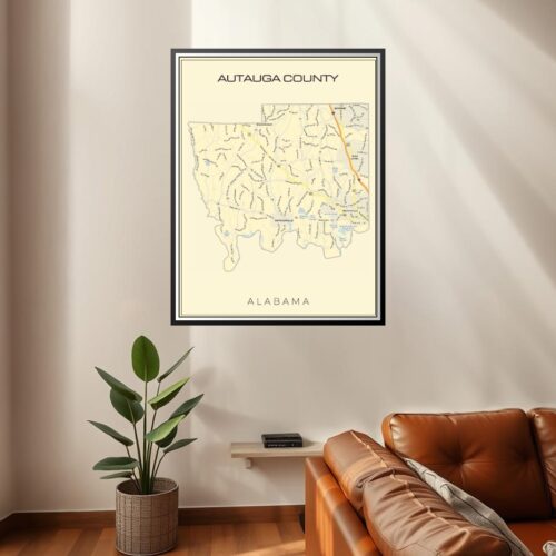 Minimalist Autauga County Map Poster – Alabama | Great Gift picture