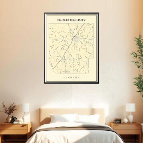 Vintage Minimalist Butler County Alabama Map Poster picture