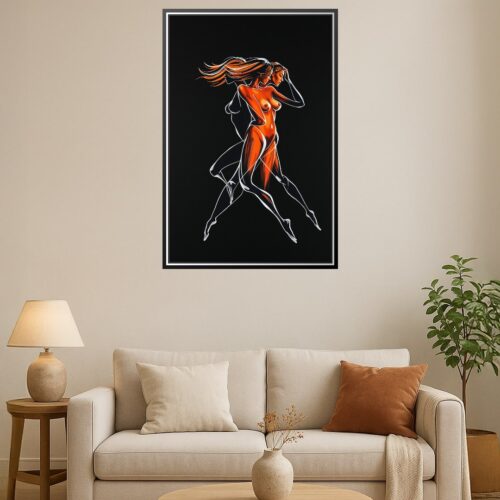 Abstract Motion Poster – Dual Feminine Flow on Black | Great Gift picture