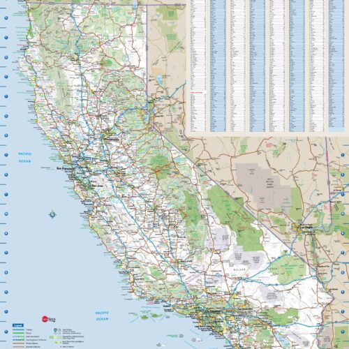 Cartographic California Road Map Cities and Towns Poster wall art poster