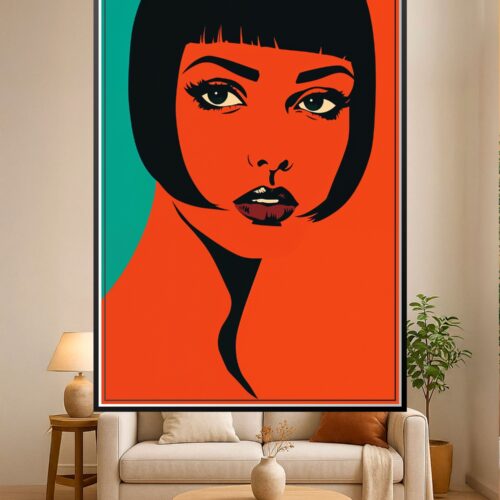 Pop Art Bob Hair Woman Portrait Poster - Bold Gaze wall art poster
