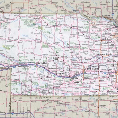 Nebraska Road Map Poster wall art poster