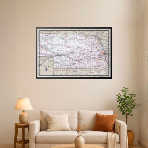 Nebraska Road Map Poster wall art poster