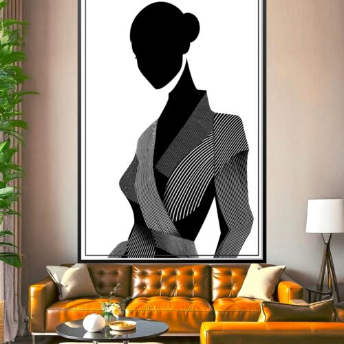 Op Art Female Silhouette Poster - Elegant Style | Great Gift wall art poster