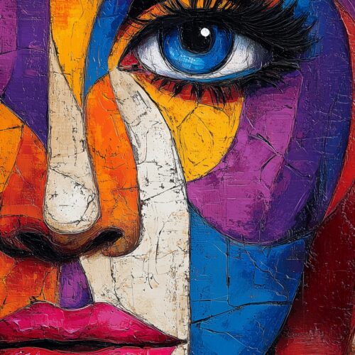 Cubist Woman Face Poster - Vibrant Expression | Great Gift wall art poster